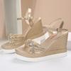 Fashion Summer 2025 New Soft Leather Open Toe Women's Wedge Sandals Platform Soft Sole Lightweight Buckle Strap Heels
