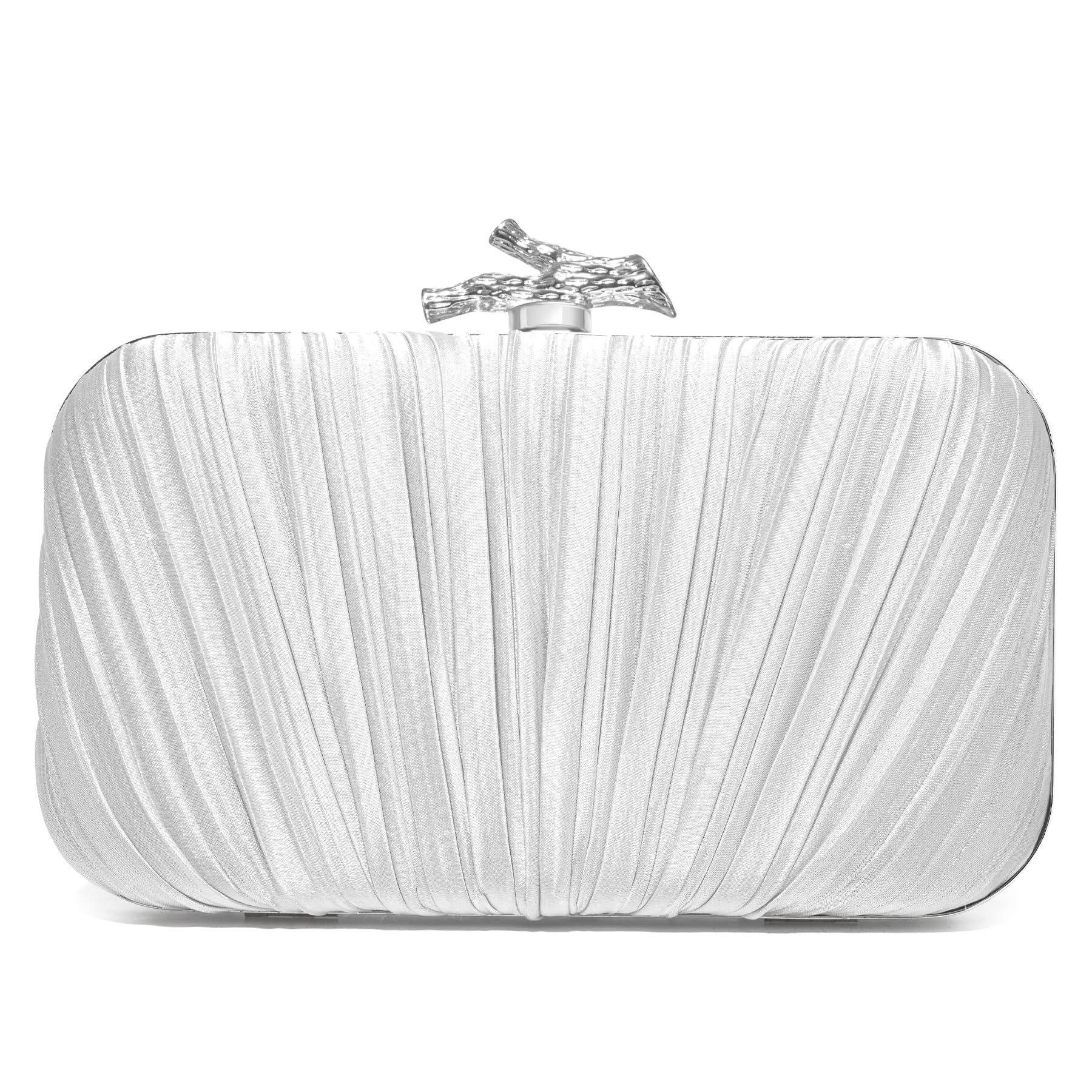 

Pleated Hand Carry Dinner Bag Banquet Bag Ladies Celebrity Evening Dress Bag Wedding Evening Bag білий