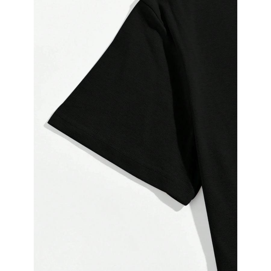 Baumwolle Herren 100% Baumwolle Sommer Loose Fit DREAM Buchstaben bedruckt Slim Fit Casual Sports Rundhals Kurzarm T-Shirt Top