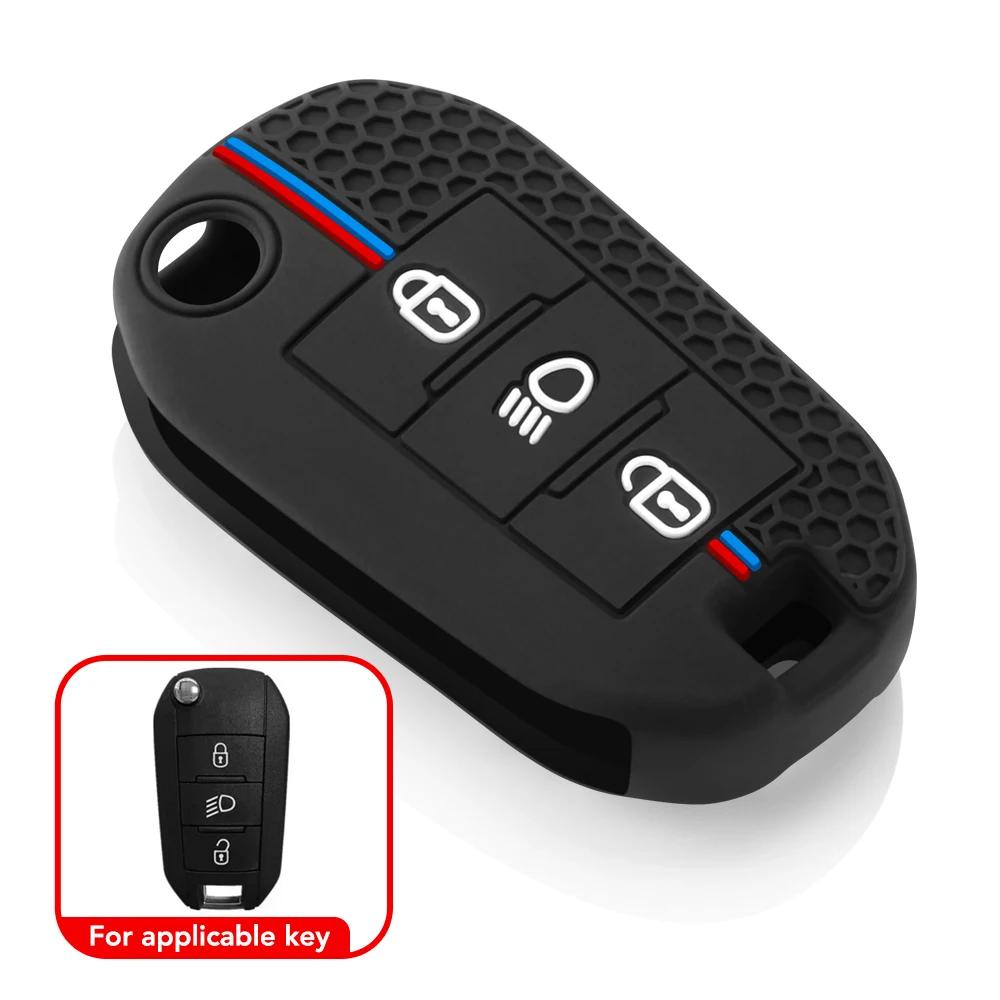 Silicone Car Flip Key Case Cover Shell For Peugeot 208 308 408 508 2008 3008 4008 5008 For Citroen C3 C4 CACTUS C6 Accessories