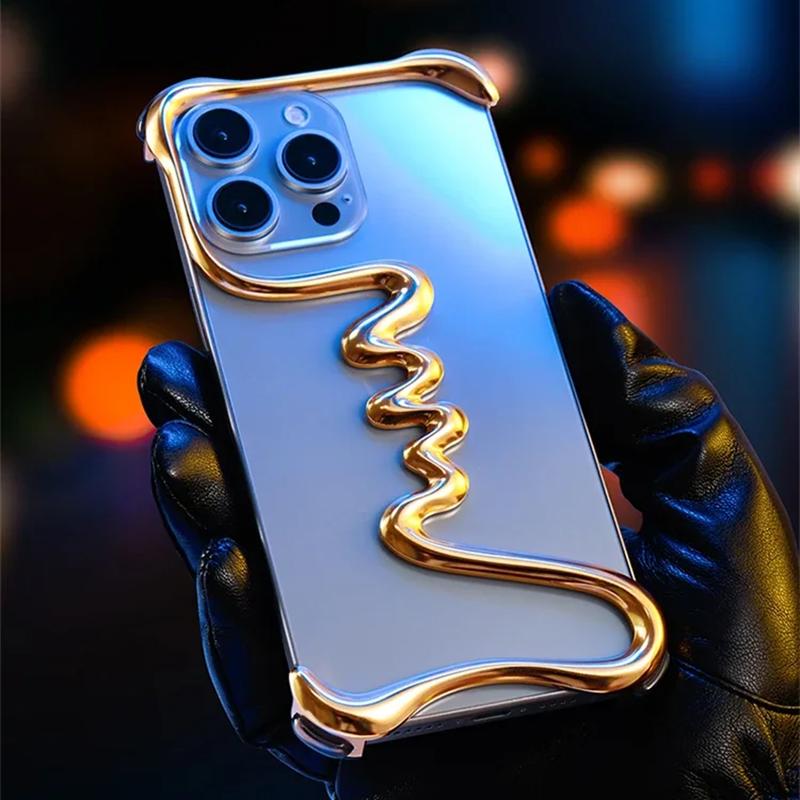 Husă de telefon de lux, metal 3D, fără cadru, pentru iPhone 14 15 16Pro Max 16Plus 15Pro, din aliaj de aluminiu, husă, husă de airbag, rezistentă la șocuri