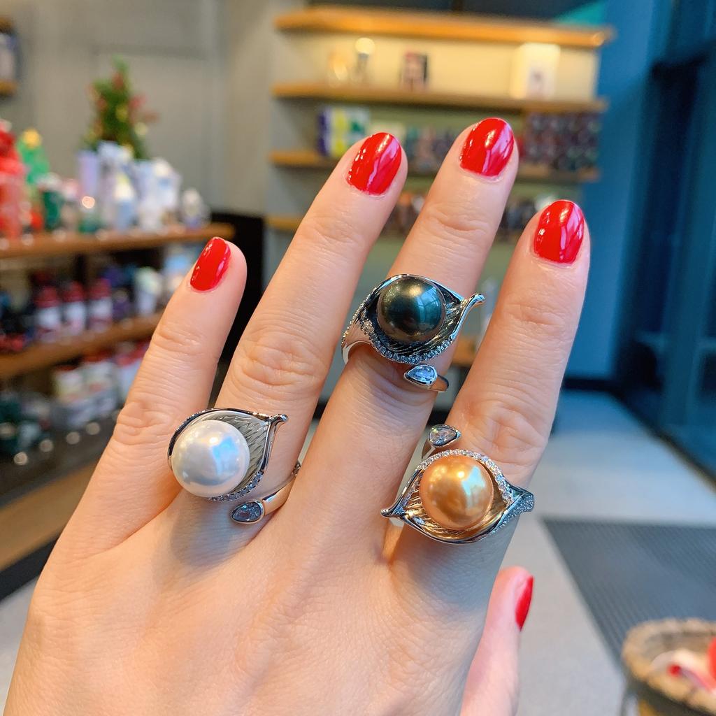 Wish Ao Fritillary Pearl Women's Ring Fashion Creative Jewelry Adjustable Ring Hand Fashion