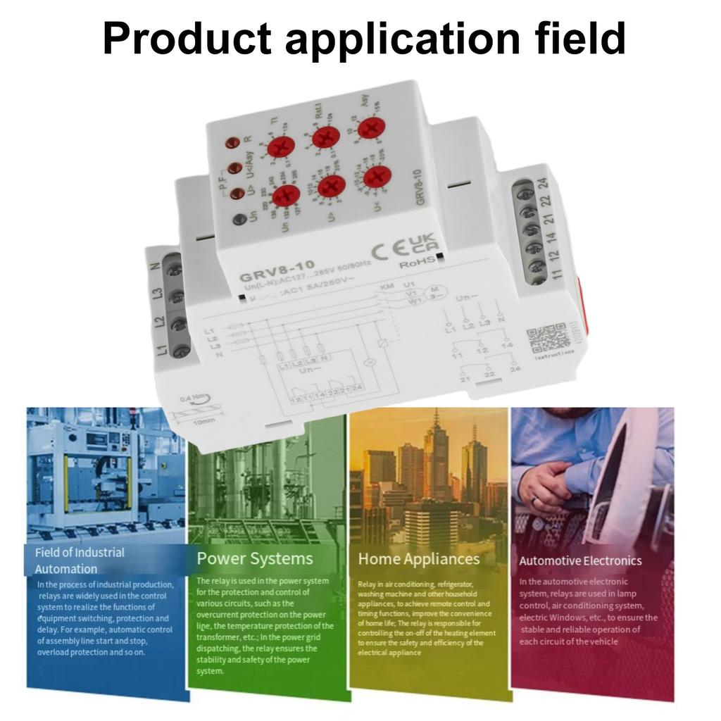 Voltage Monitoring System 3Phase Relay Over Voltage Protection Protection Relay 2 C O Output Current Transformer Compatible