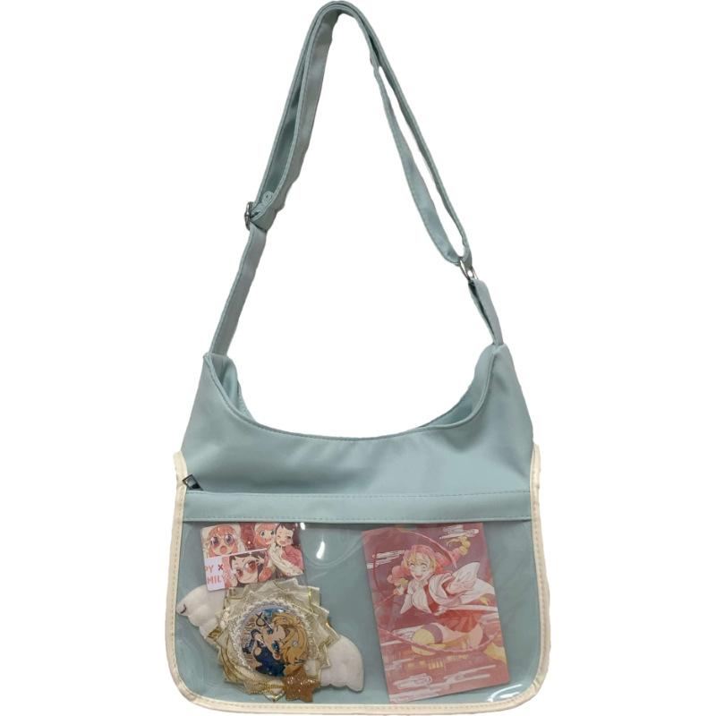 Double-sided dual-purpose wind girl heart messenger bag, transparent portable shoulder bag for students in class