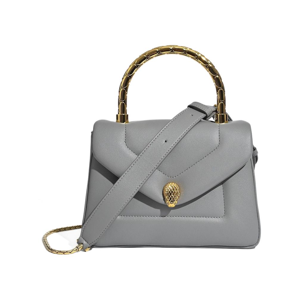 Handheld Small Square Bag, Genuine Leather Women's Bag, Crossbody Style, High-end Genuine Leather Bag
