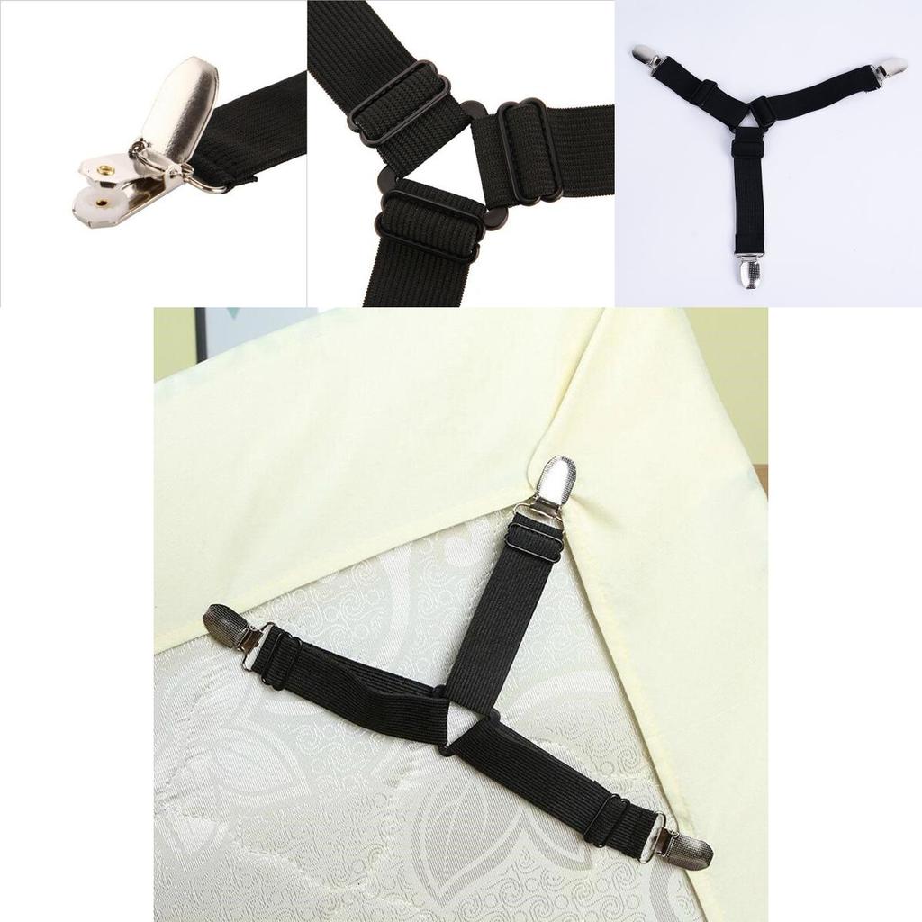 Premium 4 X Triangle Suspender Holder Bed Mattress Sheet Straps Grippers Fasteners For Secure Bedding