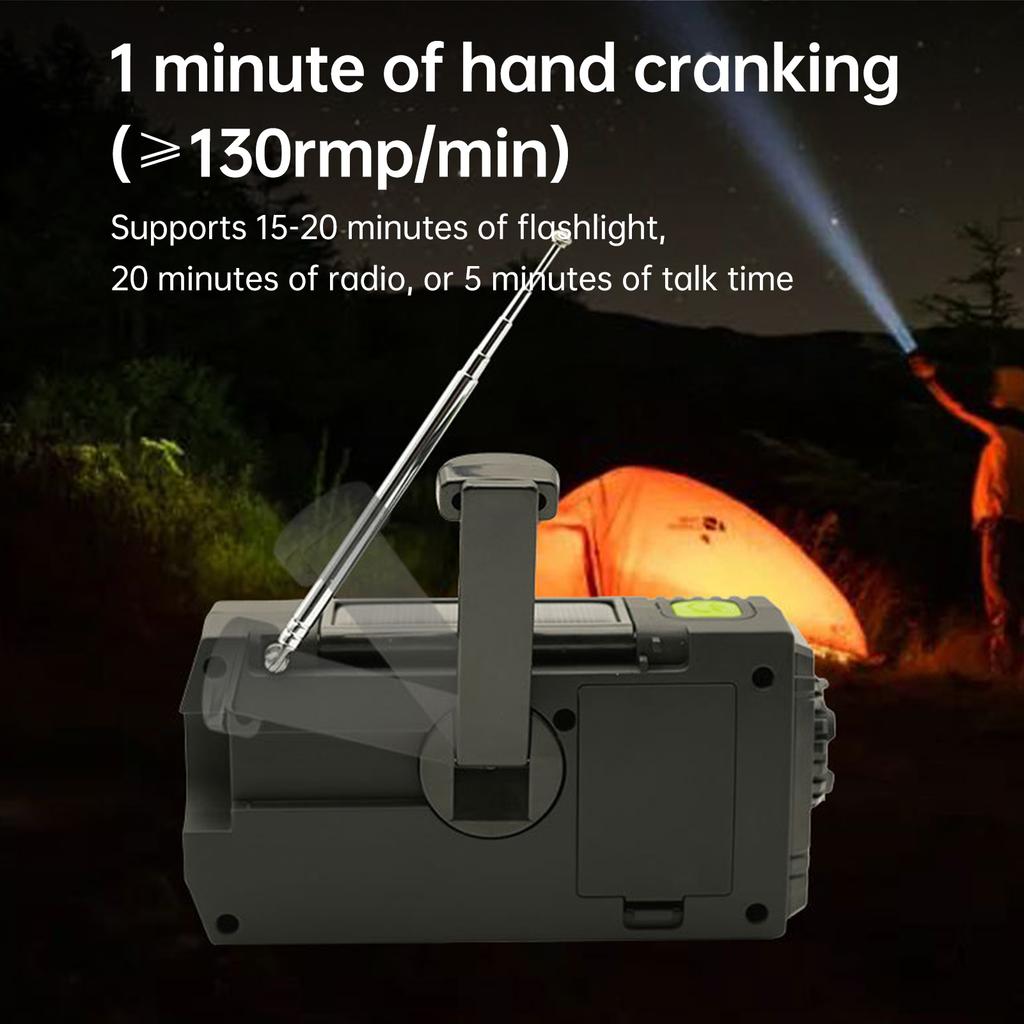Hand Crank Emergency Radio Solar Crank Portable Outdoor Radio with USB Charging and SOS Alarm