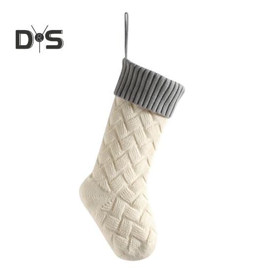 Large Knitted Christmas Stockings 18" Xmas Gift Stocking Hanging Decorations Festive Decor Candy Toys Bag Hanging Stocking for Mantel Window