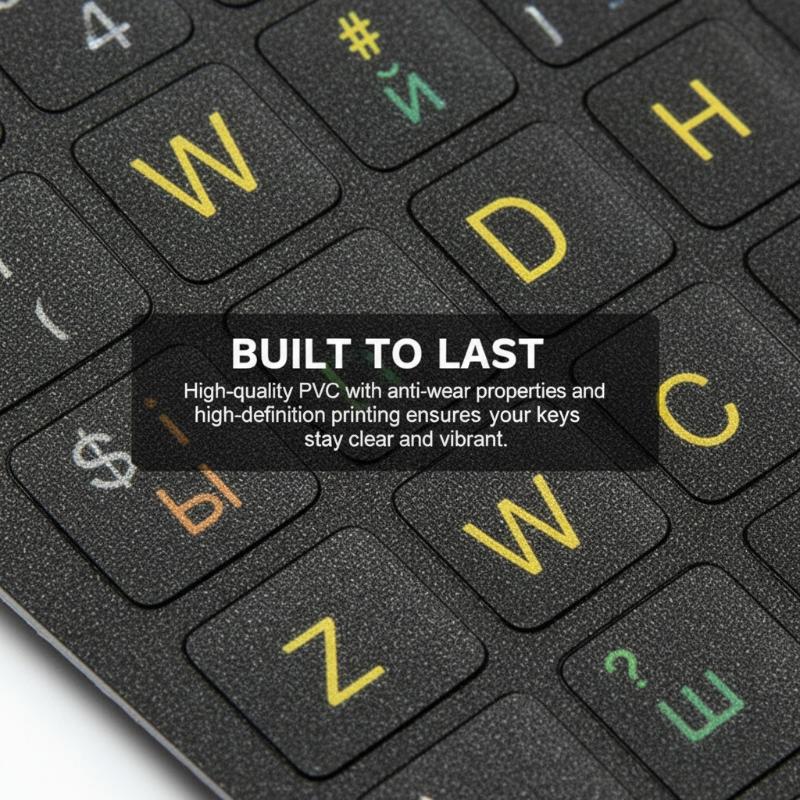 Ukrainian Alphabet Keyboard Stickers Durable Black Layout for Laptop Easy Apply for Typing Learning