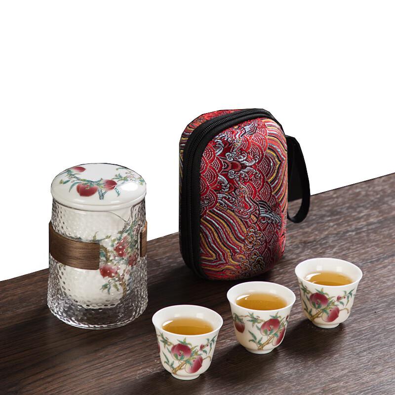 DZ JIA Portable Glass Teapot & Ceramic Tea Set