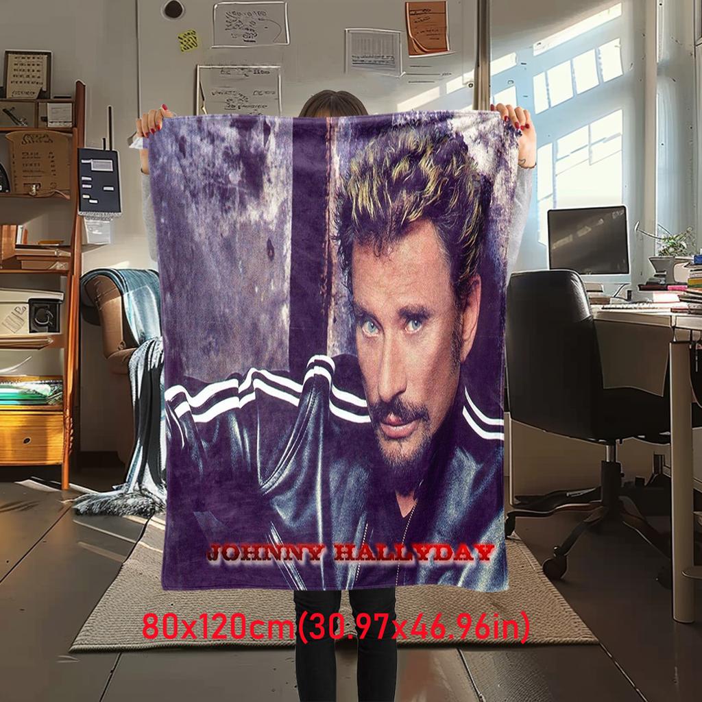 French legendary rock singer and actor Johnny Hallyday blanket soft home furnishing nap decoration four seasons warm Sherpa blanket U17