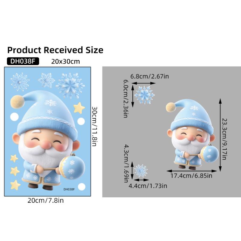 1/2/3/4/6/9 Sheets Winter Snowman Santa Claus Snowflake Static Electricity Decals Christmas Window Stickers Ornaments Xmas Decor
