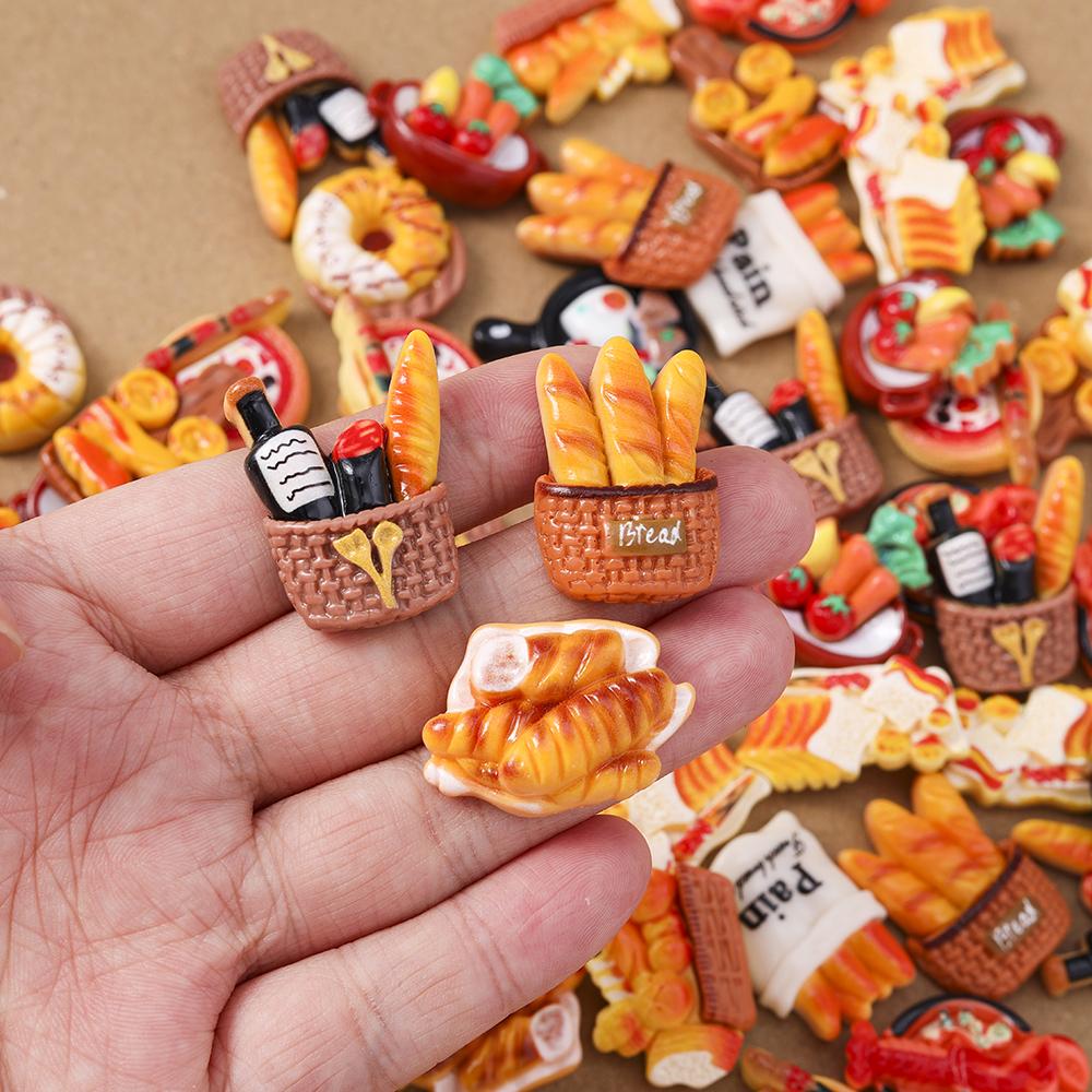 15pcs Mix Cute Resin Doughnut Bread Flatback Cabochon Scrapbooking for Girls DIY Hairpin Headband Embellishments Birthday Gifts