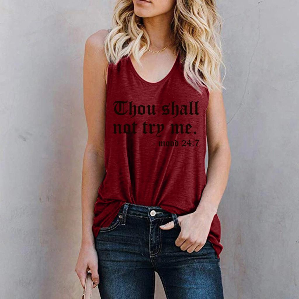 

Ramidos Женская модная повседневная футболка без рукавов с буквенным принтом, топ, блузка, жилет XXXL