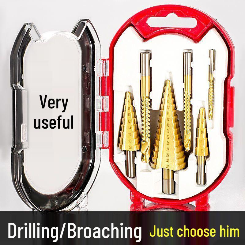 Cobalt Serrated Pagoda Drill Bit Set - Multifunctional Metal Hole Saw & Tower Reamer for Woodworking
