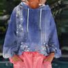 Women's Floral Print Loose Casual Long Sleeved Hooded Sweatshirt