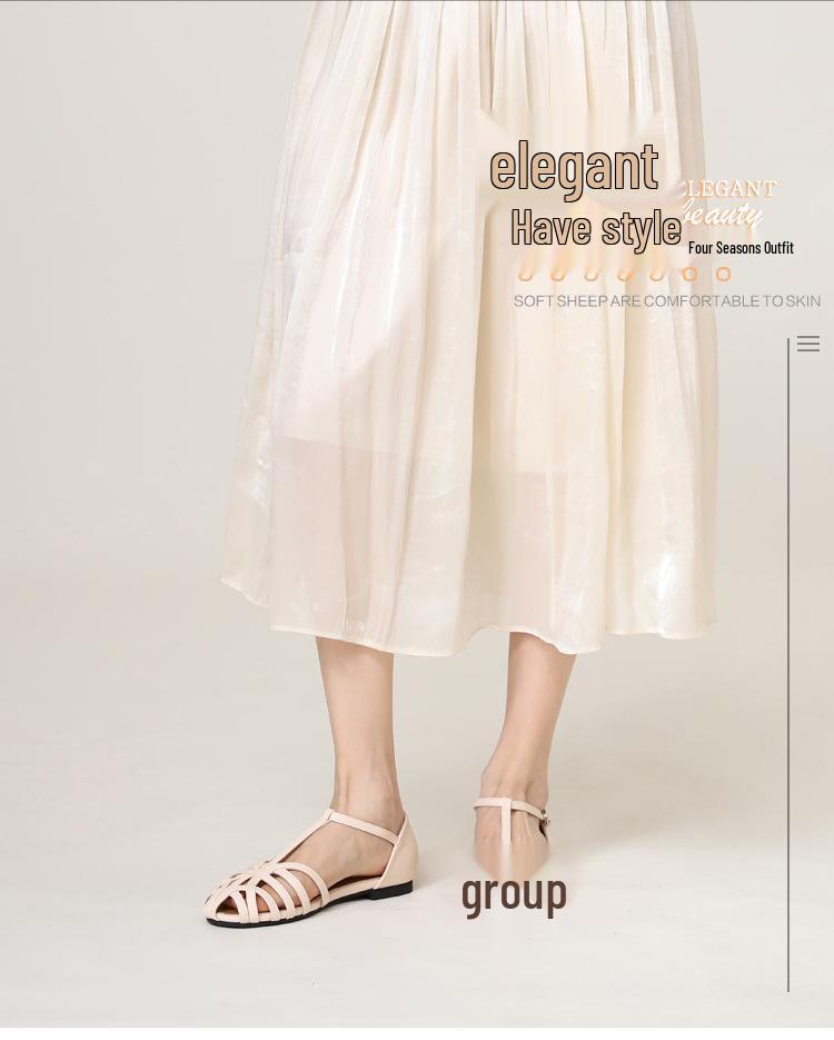 2025 Damen Atmungsaktive Gewebte Flache Sandalen - Geschlossene Zehen, Ein Schnalle, Sommermode, Römischer Stil