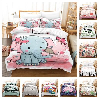 Children's Bedding Set Cartoon Pattern Duvet Cover and Pillowcase 2/3 Cute Print Full Size Soft Home Decoration