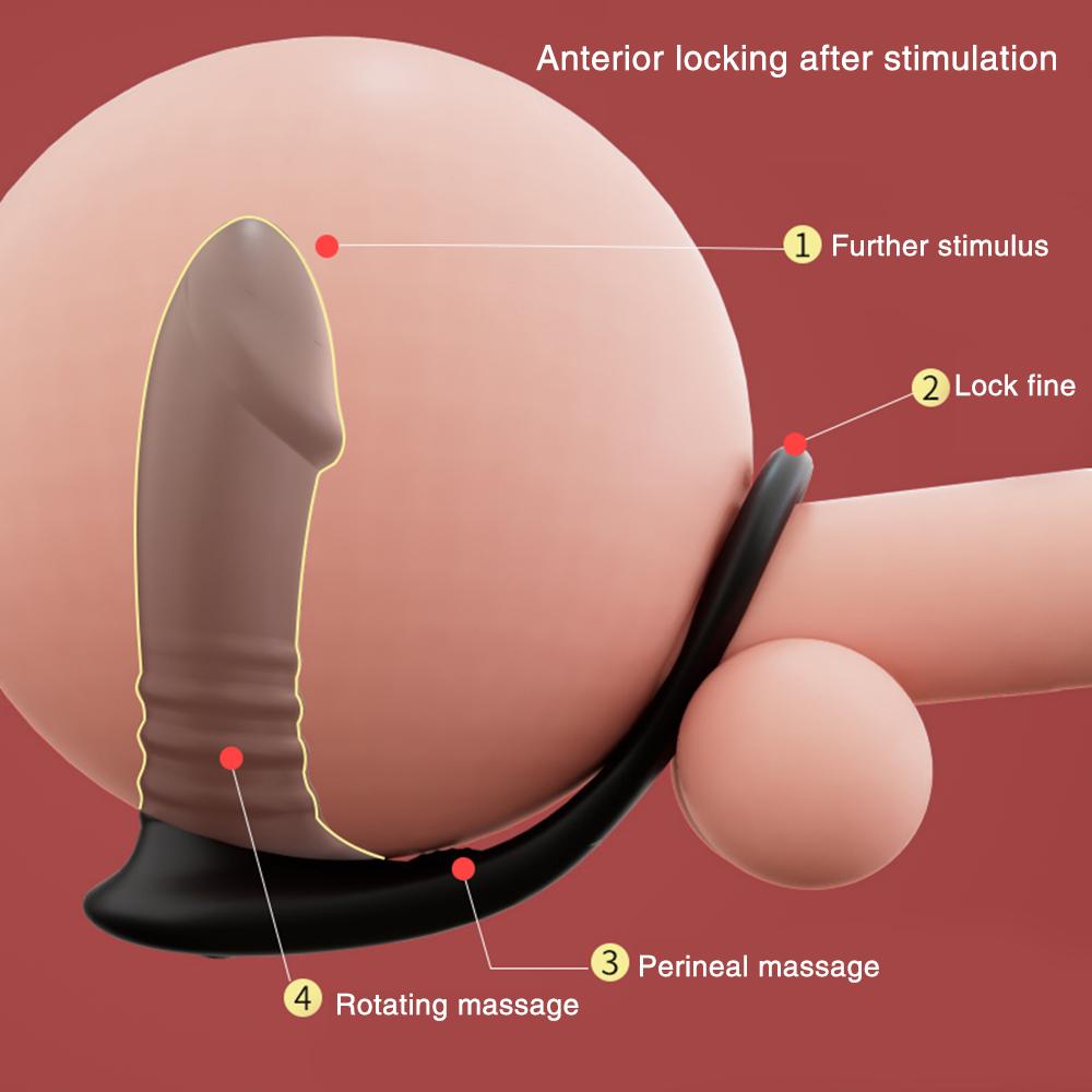 Silicone Anal Vibrator Rotation Beads Prostate Stimulator Massager Delay Ejaculation Ring Anal Butt Plug Dildos Sex Toys for Men