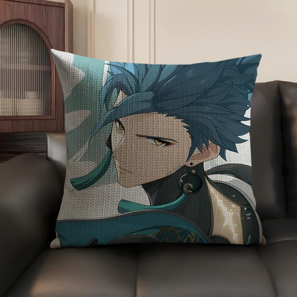 Ji Yan Wuthering Waves Cute Cushion Cover Natural Linen Organic Fabric Double-Sided Printing Sofa Home Decor Gift Pillow Case