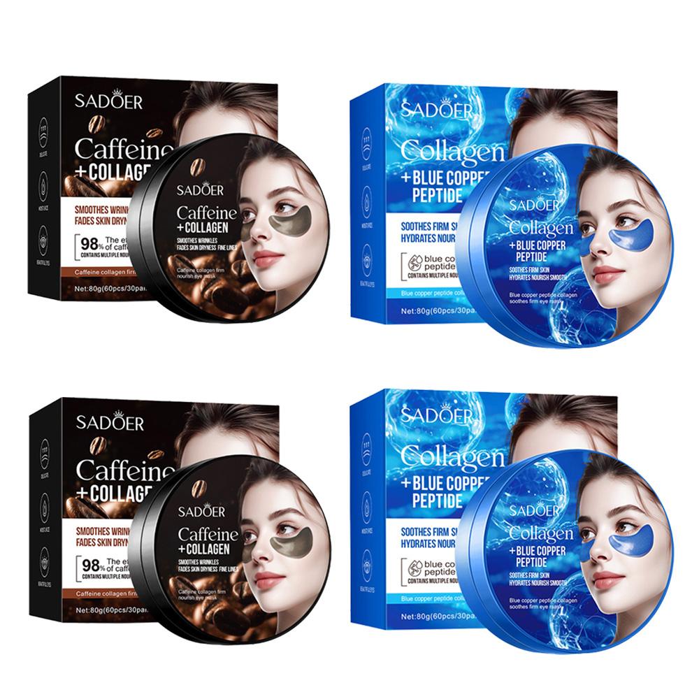 Sadoer Caffeine Crystal Collagen Eye Mask Anti Dark Circles Ant -Aging Anti Wrinkles Moisturizing Eye Patche Skin Care 1/2/4pcs