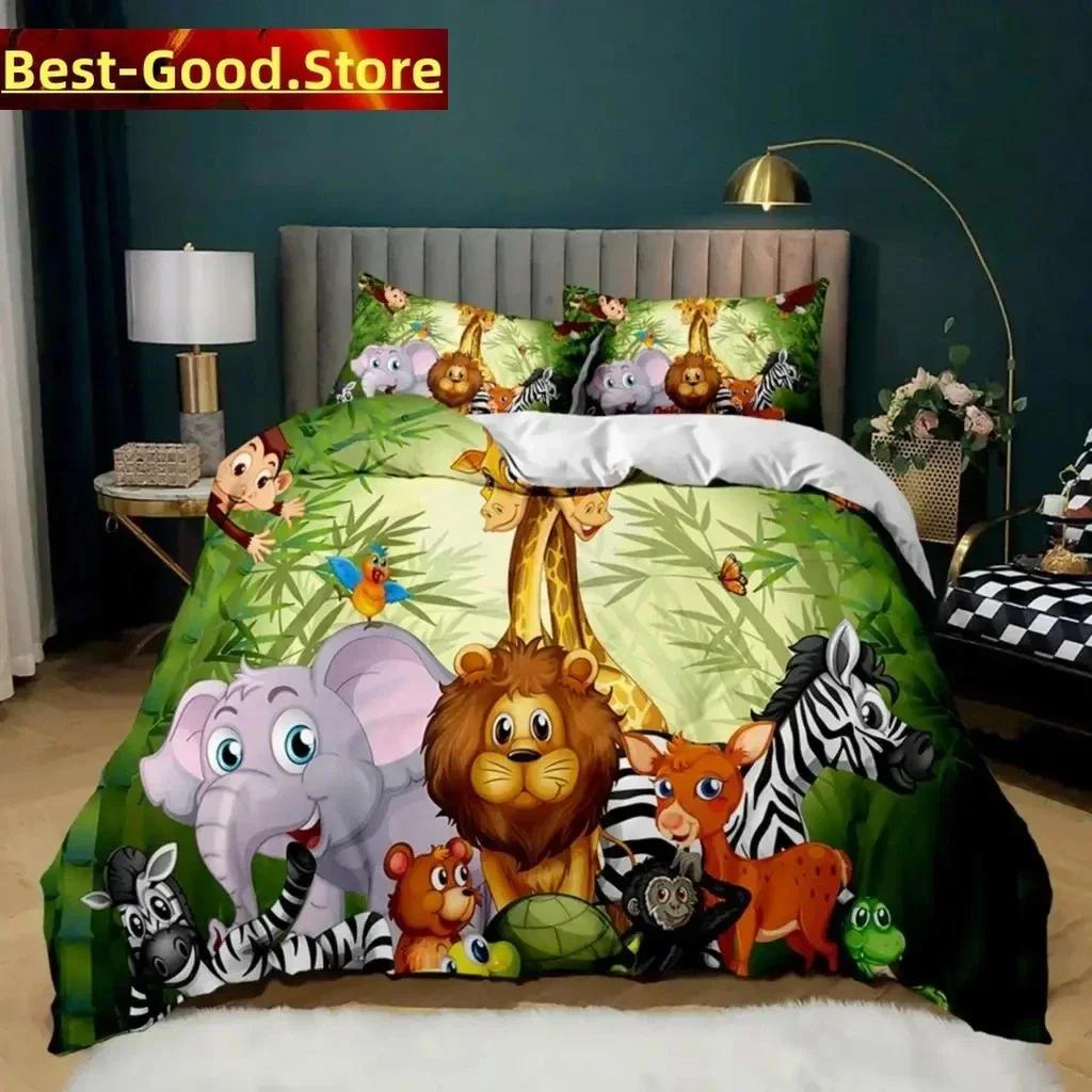 

3D Elephant Animal Paradise Beding Set Printed Bed Linen Set With Pilowcase Bed Soft Duvet Cover Soft Single Double Quen Super King-Sized Dimensionsd 120*200cm Single