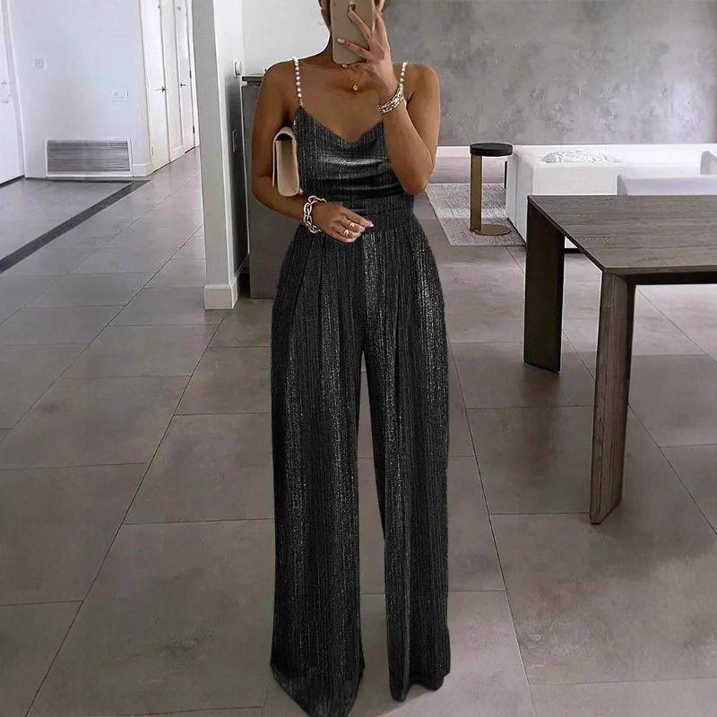 S-5XL Women Jumpsuit Sexy Party Clothes Formal Dress Sling Beads Jumpsuit Women