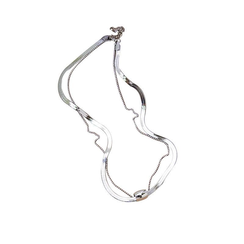 Catena Collo Multi-Strato Osso di Serpente Perla Temperamento Freddo Nicchia Versatile Collana Semplice Sfera Rotonda Personalizzata