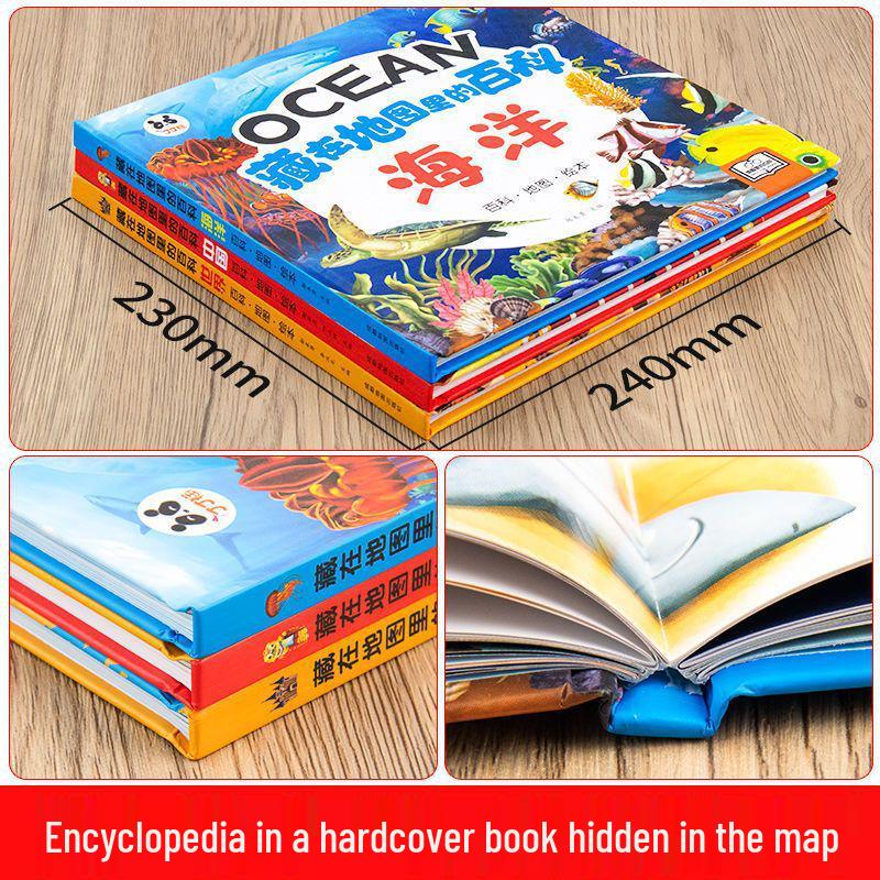 Children's Geography Picture Encyclopedia: 3-Volume Set on China, World, and Oceans for Primary Students