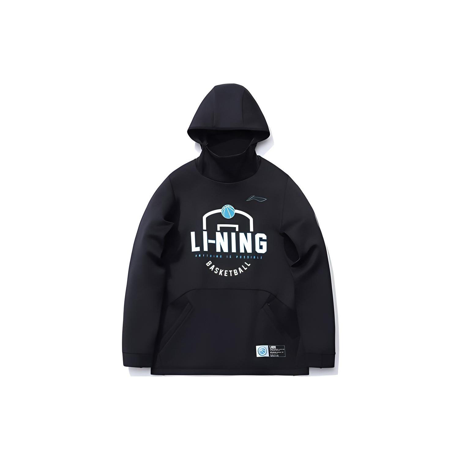 Li-Ning Sports Basketball Series Alphabet Printing Pullover Hoodie Black Men s AWDR089-1 XXL