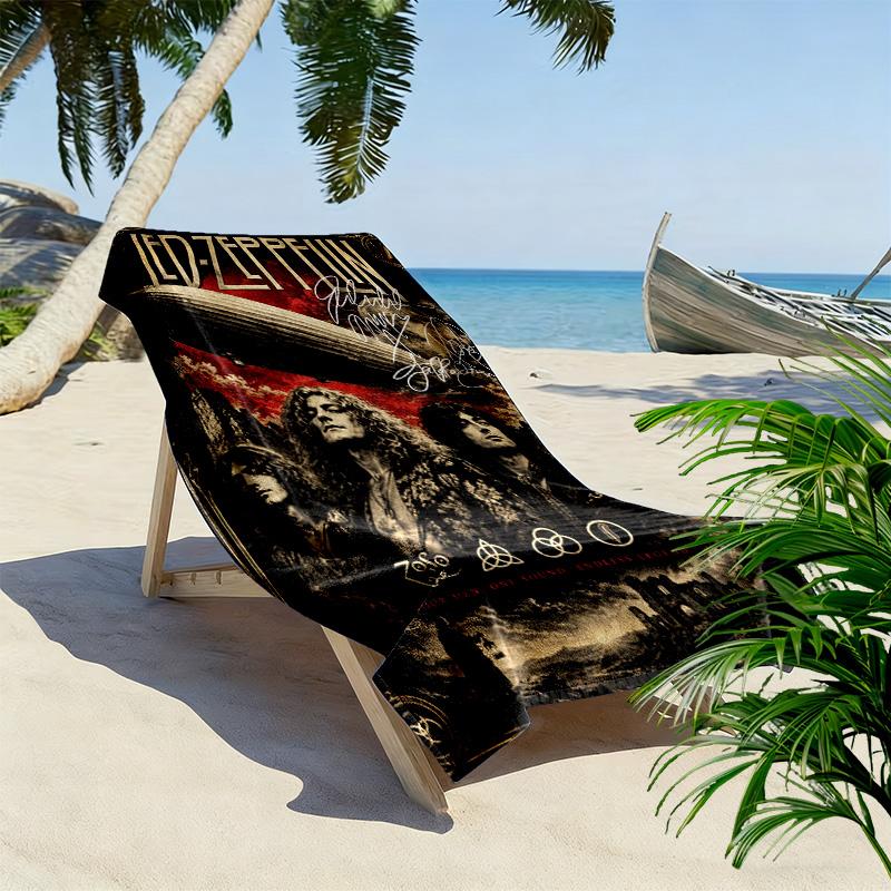 Led zeppelin Print Beach Towel, Large Soft Quick Dry Towel for Beach Camping Swimming