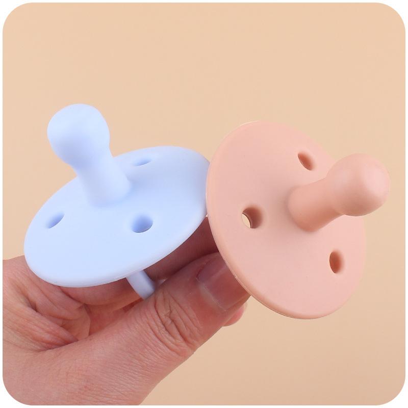 Baby Silicone Pacifier Safe Food Grade Teether Newborn Soother Solid Color Dummies Silicone Nipple For Baby Chew Accessories