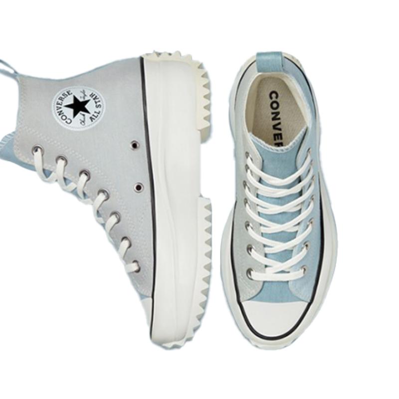 Converse Run Star Hike Woven Classic High-Top Canvas Shoes Unisex Grey Blue