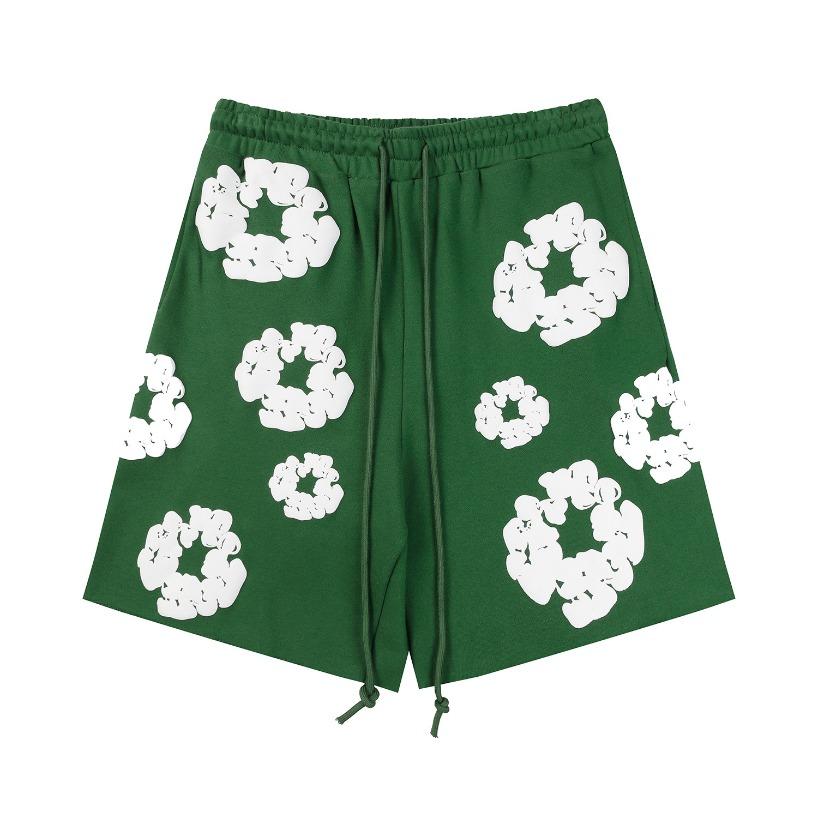 VEZFAA Women's Fashion Summer Spring Loose Casual Flower Print Elastic Waist Shorts Beach Shorts Breathable Wide Leg Shorts