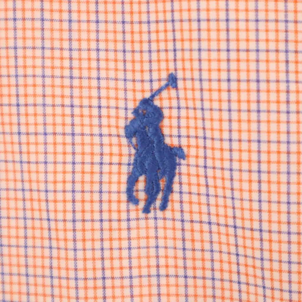 Ralph Lauren Check Pattern Long Sleeve Button Down Shirt M Orange Men's Used