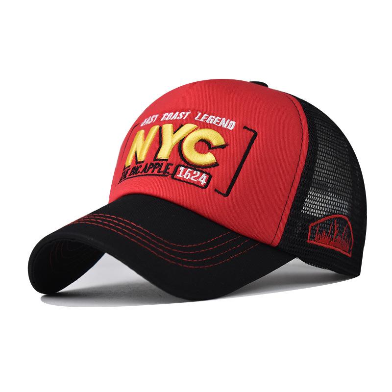 Cap Baseball Nyc Letter 3d Embroidery Color Blocking Mesh Cap Duck Cap Tongue