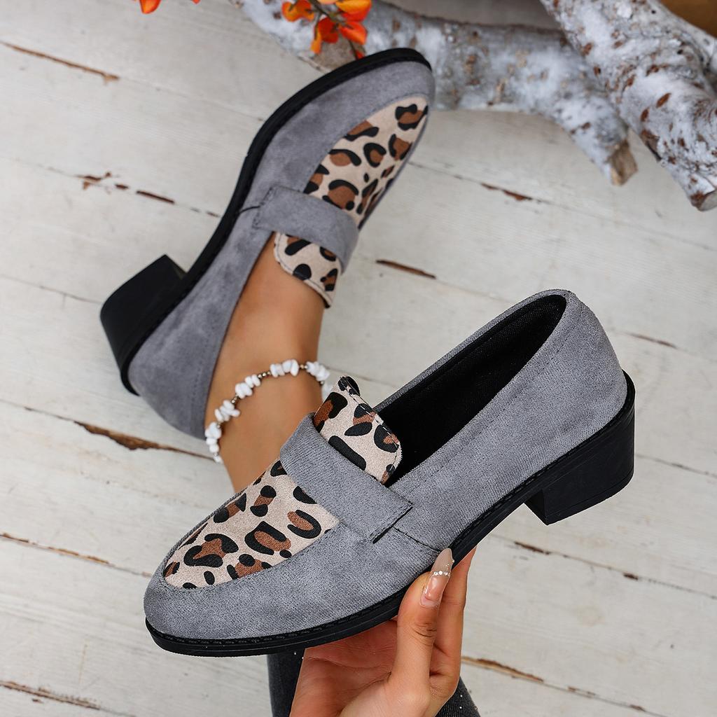 Módní dámské lodičky Jaro Podzim Módní Ležérní Střední podpatek Špičatá špička Boty s leopardím potiskem Dámské Pohodlné Nazouvací boty pro ženy
