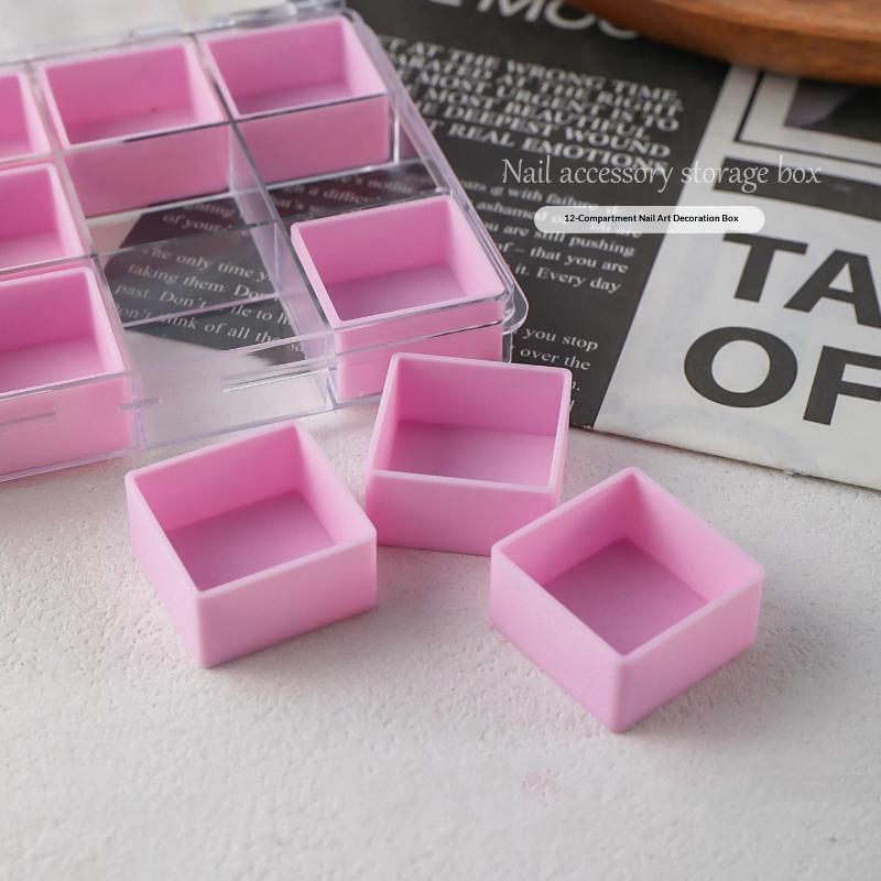 Nail Art Storage Box 6/12 Grids Eco-Friendly Plastic Case for Nail Rhinestones Beads DIY Craft Manicure Use