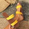 Fashion Women Slippers Large Size Flat Bottom Sandals Summer Simple Woven Outdoor Beach Slippers Comfortable Slip-On Shoes Slides Women