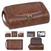 Hochwertige Reise-Kulturbeutel für Damen Herren Retro PU-Leder Kosmetiktaschen Damen Wasserdichte Reise-Make-up-Tasche