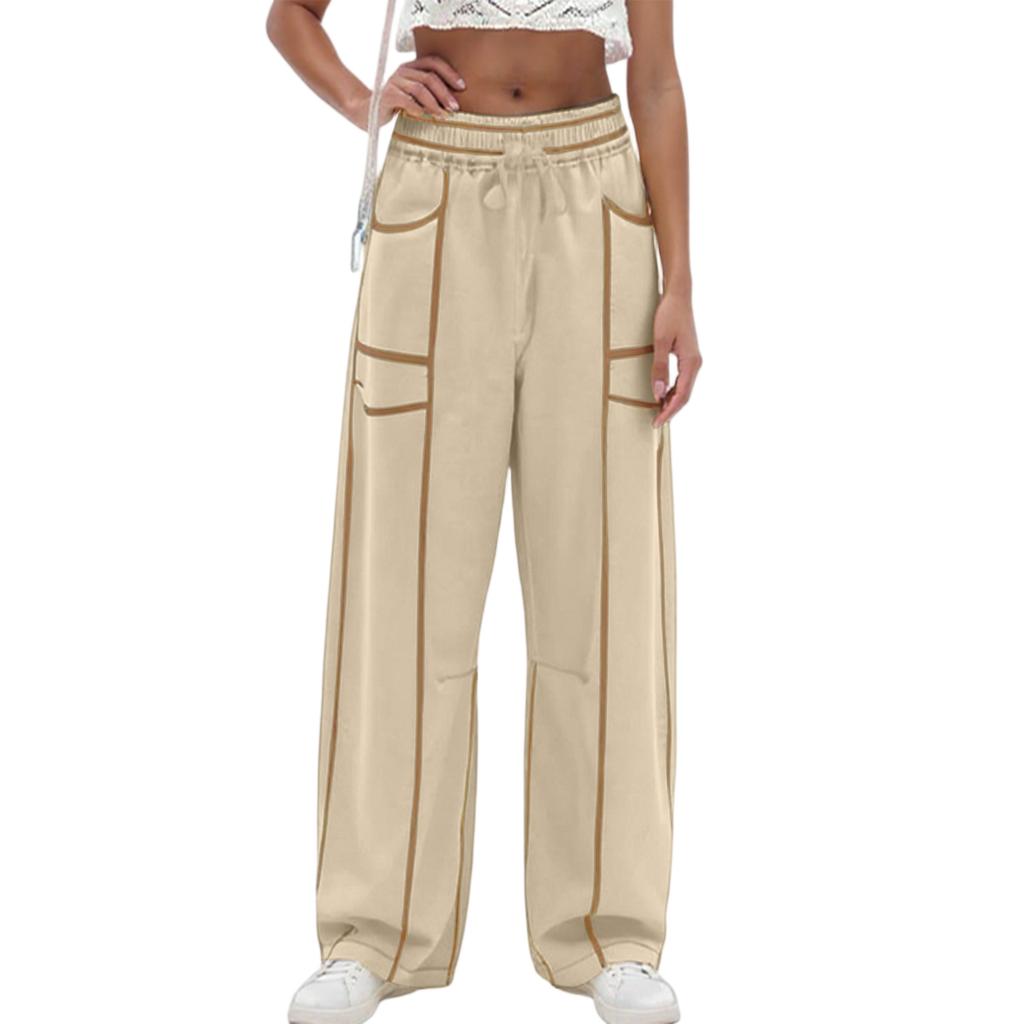Women's Wide Leg Pants With High Waisted Straight Leg And Spliced Pocket Casual Pants