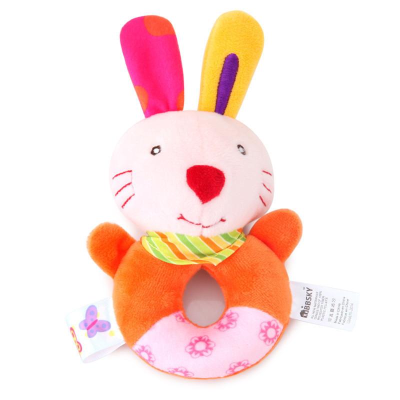 Bbsky Cute Animal Dog Rabbit Rattle Stick Baby Plush Hand Shake Bell Toy Newborn 0-1 Year