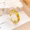 Unique Vintage Geometric Ring Flower Adjustable Tulip Ring Bohemian Enamel Open Ring  Parties