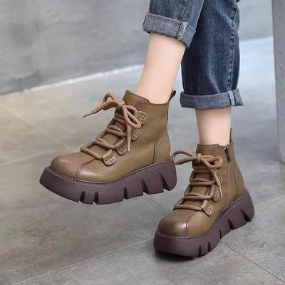 Moda Retro Brytyjski Styl Krótkie Buty 2024 Jesień Zima Nowe Okrągłe Noski Grube Dno Boczne Zamki Krótkie Buty dla Kobiet Zapatos Mujer