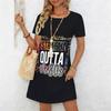 Plus Size Ladies Crew Neck Short Sleeve Dress Soft Retro Floral Print For Casual Downtown Stroll