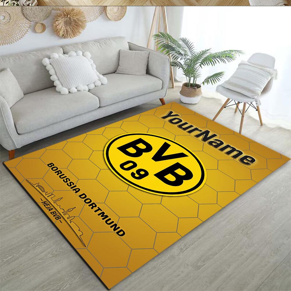 Borussia Dortmund Customize Your Name Carpet Design for Outdoor Study Room Living Rooms Kitchen Anti-slip Rug Decorate Offices Gift for Festivals