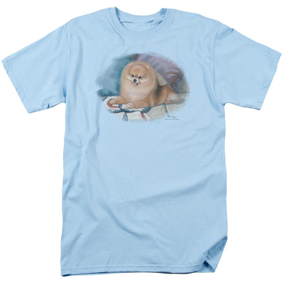 

Wildlife Pomeranian Portrait Mens T Shirt Light Blue Officially Licensed 4XL