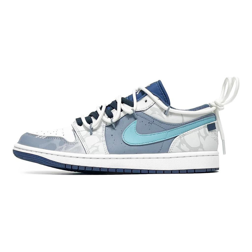 Jordan 1 Aurora Rift Abrasion Resistant Low top Vintage Basketball Shoes Men's Light Blue 553558-414(Team285-)