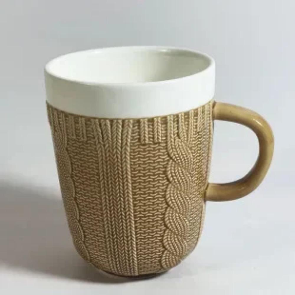 

Novelty Knitted Ceramics Mug Cute Colorful Wool Coffee Milk Tea Handle Cups Home Office Drinkware Mugs Birthday Christmas Gifts 301-400ml