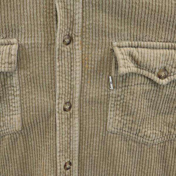 Levi's Made In Italy Long Sleeve Corduroy Shirt L Khaki Men's Used